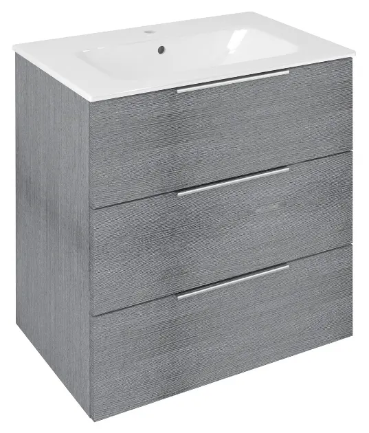 Sapho Cirasa - Ormarić za umivaonik 70x75x46 cm, 3 ladice, srebrni hrast CR731-1111