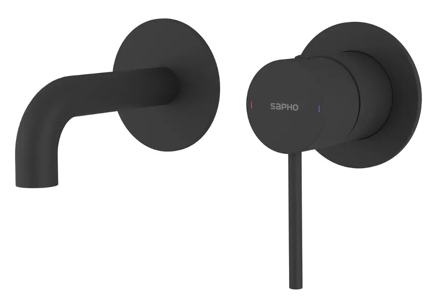 Sapho Ultramix - Скрита смесителна батерия за умивалник, монтаж с 2 отвора, с корпус, матово черна UT110B