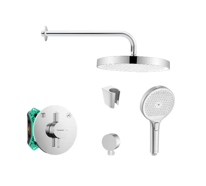 SANITINO - Set de douche avec mitigeur et corps d'encastrement Hansgrohe, accessoires kielle, chrome SANI21HKK004