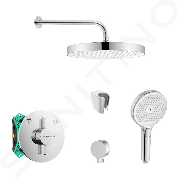 SANITINO - Zestaw prysznicowy z baterią i korpusem podtynkowym Hansgrohe, akcesoria kielle, chrom SANI21HKK004