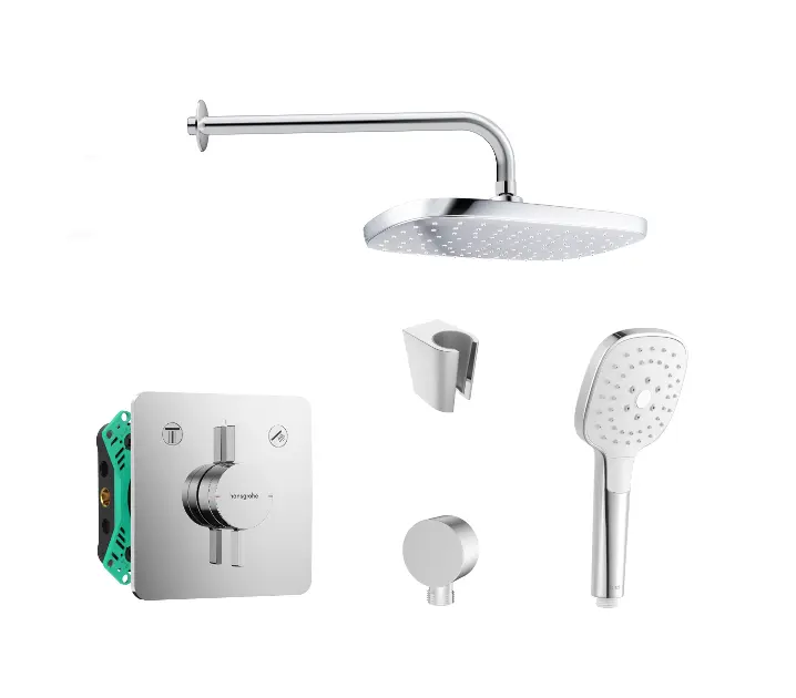 SANITINO - Set de duș cu baterie și corp încastrat Hansgrohe, accesorii kielle, crom SANI21HKK006