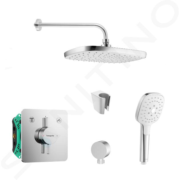 SANITINO - Zestaw prysznicowy z baterią i korpusem podtynkowym Hansgrohe, akcesoria kielle, chrom SANI21HKK006