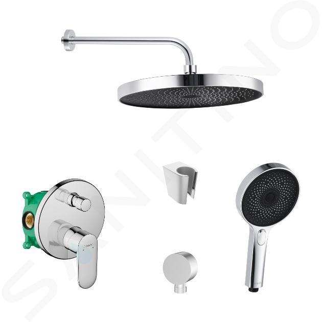 SANITINO - Zestaw prysznicowy z baterią i korpusem podtynkowym Hansgrohe, akcesoria kielle, chrom SANI21HKK008