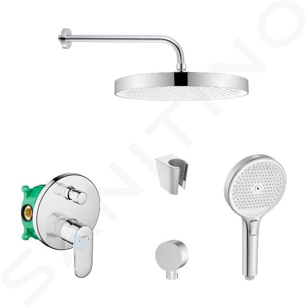 SANITINO - Zestaw prysznicowy z baterią i korpusem podtynkowym Hansgrohe, akcesoria kielle, chrom SANI21HKK009