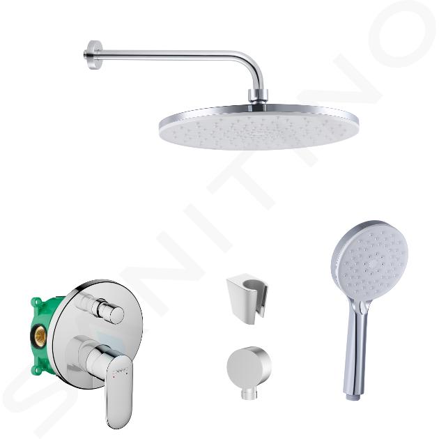 SANITINO - Zestaw prysznicowy z baterią i korpusem podtynkowym Hansgrohe, akcesoria kielle, chrom SANI21HKK010