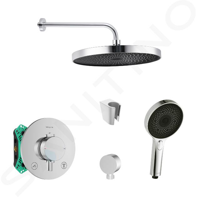 SANITINO - Zestaw prysznicowy z termostatem i podtynkowym korpusem Hansgrohe, akcesoria kielle, chrom SANI21HKK013