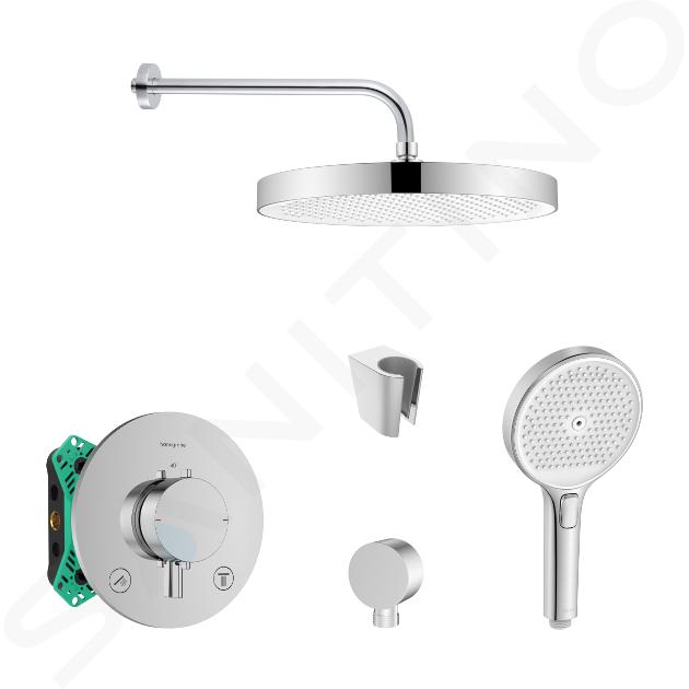 SANITINO - Zestaw prysznicowy z termostatem i podtynkowym korpusem Hansgrohe, akcesoria kielle, chrom SANI21HKK014