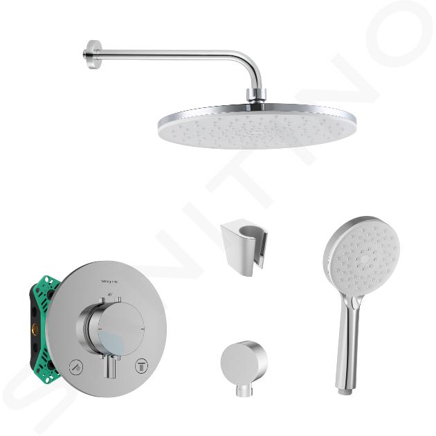 SANITINO - Zestaw prysznicowy z termostatem i podtynkowym korpusem Hansgrohe, akcesoria kielle, chrom SANI21HKK015