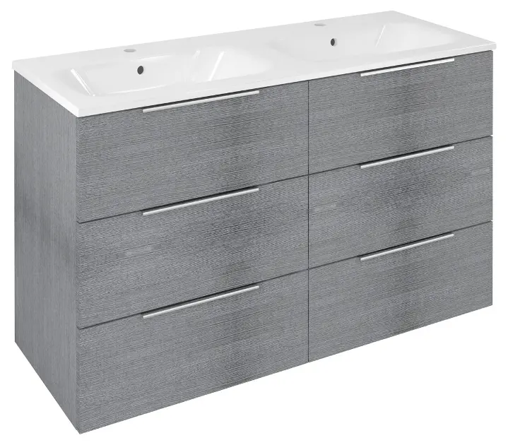 Sapho Cirasa - Ormarić za umivaonik 118x75x46 cm, 6 ladica, srebrni hrast CR121-1111-31