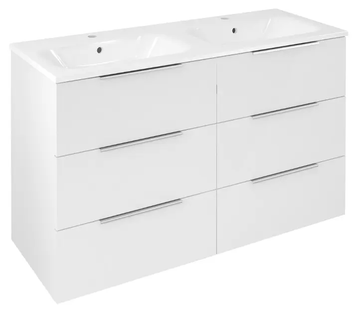 Levně Sapho Cirasa - Umyvadlová skříňka 118x75x46 cm, 6x zásuvka, lesklá bílá CR121-3030-31