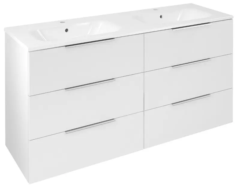 Sapho Cirasa - Ormarić za umivaonik 140x75x46 cm, 6 ladica, sjajno bijela CR141-3030-31
