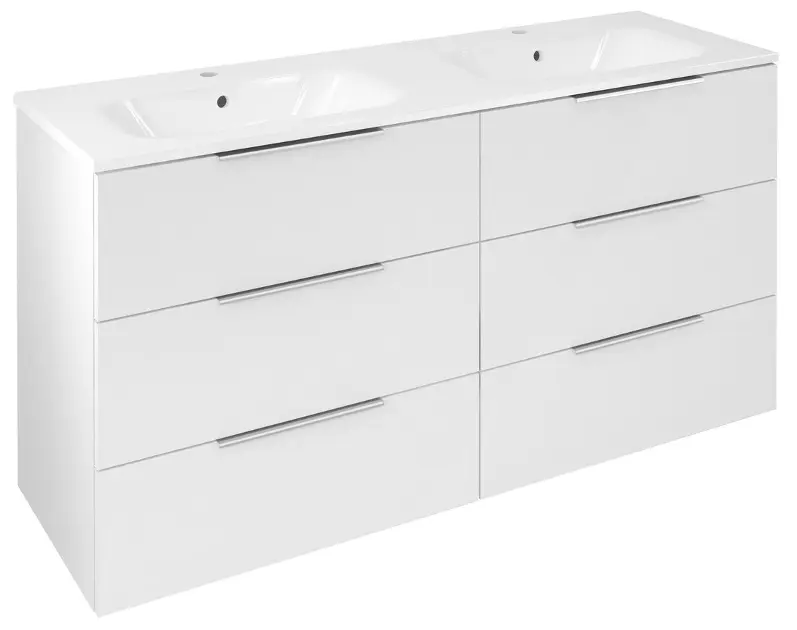 Levně Sapho Cirasa - Umyvadlová skříňka 140x75x46 cm, 6x zásuvka, lesklá bílá CR141-3030-31