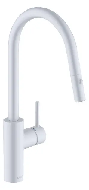 Kludi E-Go - Elektronická dřezová baterie s výsuvnou sprškou, síťové napájení, matná bílá 423005377