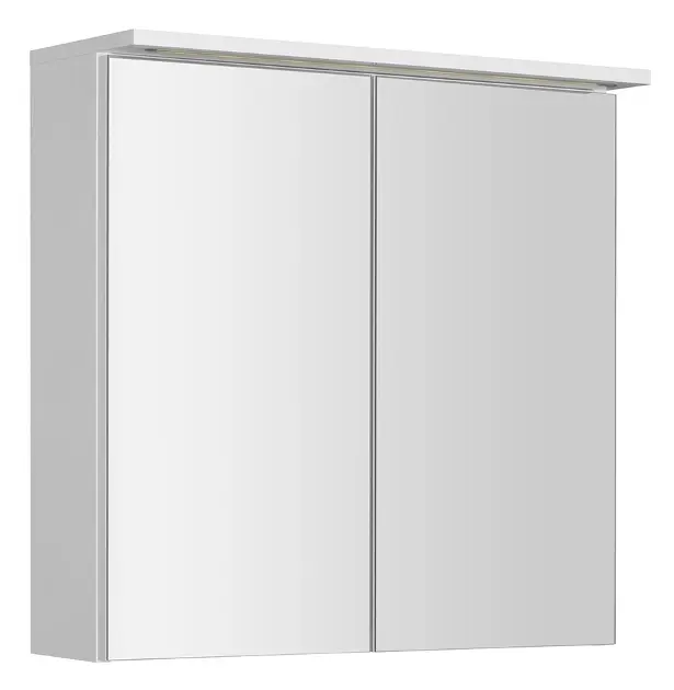 Aqualine KAWA - Tükrös szekrény LED világítással 70x70x22 cm, 2 ajtóval, fehér WGL70S