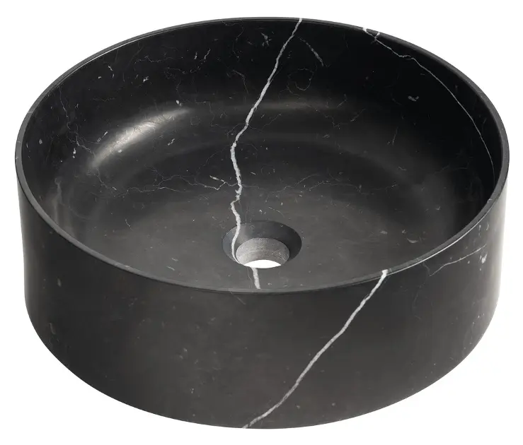 Sapho Blok - Aufsatzwaschbecken Durchmesser 40 cm, ohne Überlauf, ohne Armaturenloch, matt schwarz Marquin 2401-52