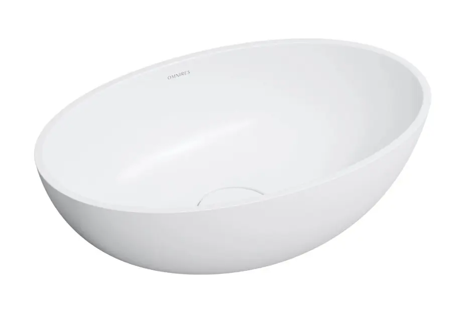 OMNIRES Shell M+ - Lavabo da appoggio 50x32 cm, senza troppopieno, senza foro per miscelatore, bianco opaco SHELL500UNBM
