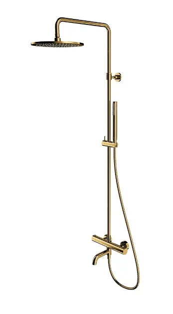 OMNIRES Y - Set de douche avec thermostat de baignoire, diamètre 25 cm, doré Y1234GL