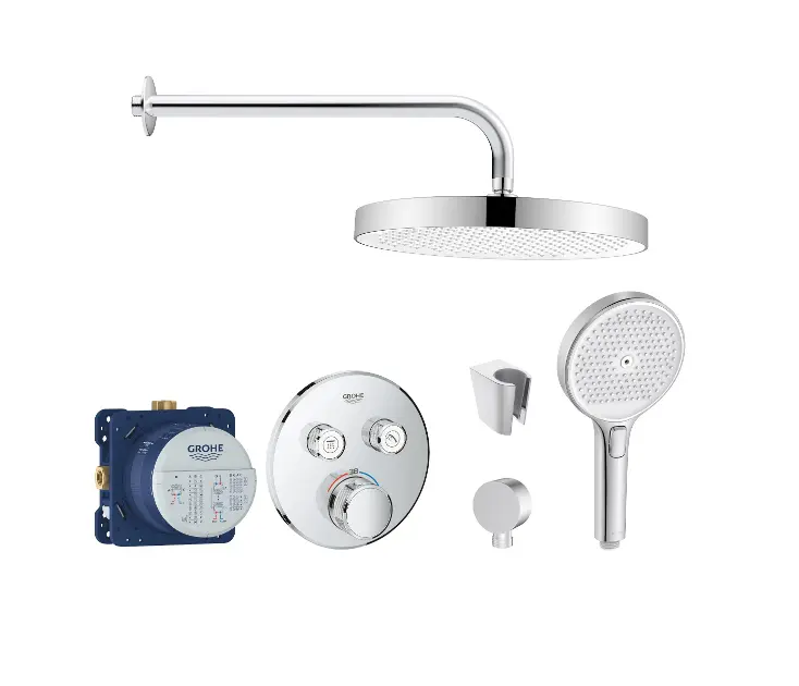 SANITINO - Set de duș cu termostat și corp încastrat Grohe, accesorii kielle, crom SANI21GKK001