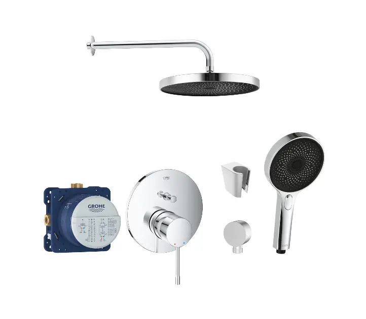 SANITINO - Duschset med blandare och dold kropp Grohe, tillbehör kielle, krom SANI21GKK012