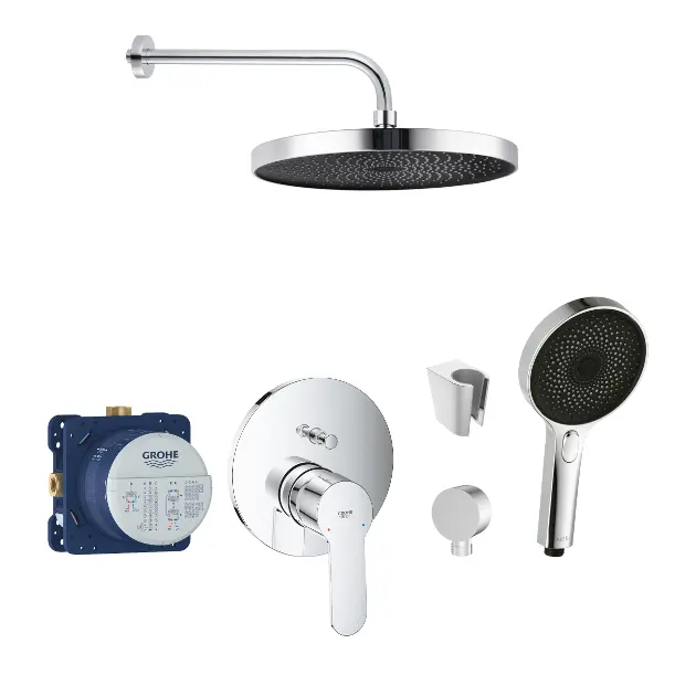 SANITINO - Doucheset met kraan en inbouwhuis Grohe, accessoires kielle, chroom SANI21GKK015