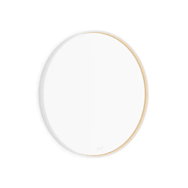 Levně Nimco - Zrcadlo s LED osvětlením, průměr 80 cm, dvěma dotykovými senzory, matná bílá ZPB 31002RVX-05