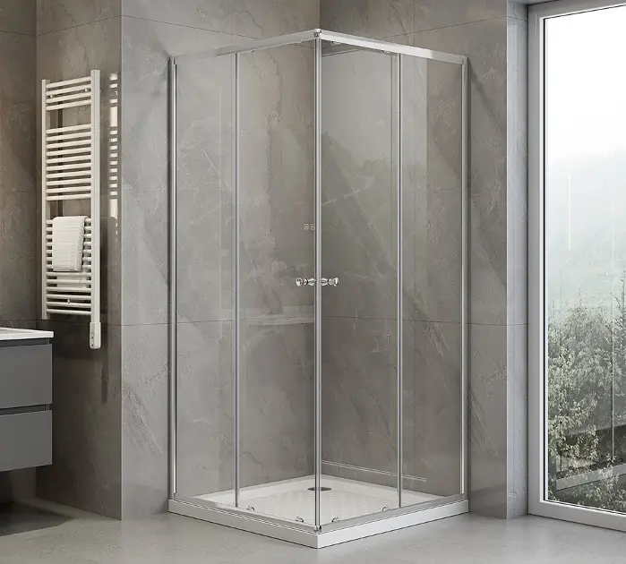 Aqualine Agga - Mampara de ducha de 70x70 cm, cristal transparente/cromo HLF707Y