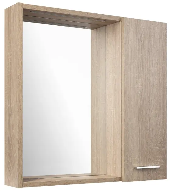 Levně Aqualine Zoja - Zrcadlová skříňka s LED osvětlením, 60x60x14 cm, 1 dvířka, pravá, dub platin 45028S