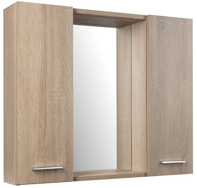 Levně Aqualine Zoja - Zrcadlová skříňka s LED osvětlením, 70x60x14 cm, 2 dvířka, dub platin 45029S