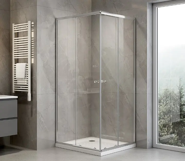 Aqualine Agga - Mampara de ducha de 90x80 cm, cristal transparente/cromo HLF809Y