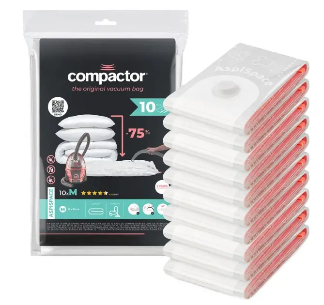 Compactor Bag Aspispace - Vákuum tárolózsák készlet, 70 l, 10 db RAN6109