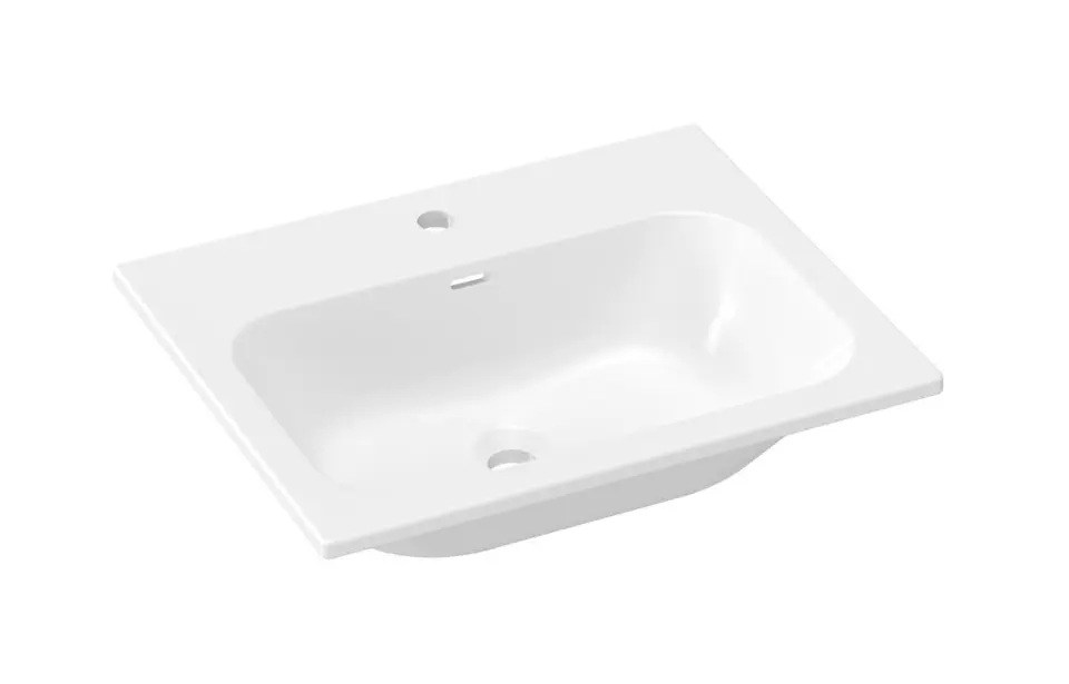 Ravak Chrome Slim - Waschbecken 61x49 cm, mit Überlauf, Hahnloch, weiß XJX01160008