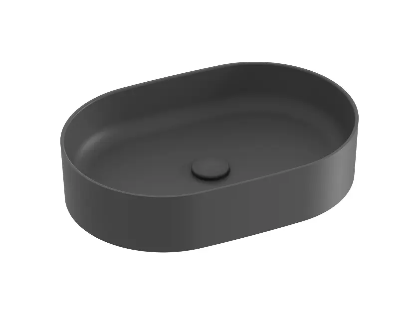 Ravak Ceramic - Umyvadlo na desku 55x37 cm, bez přepadu, bez otvoru pro baterii, antracit XJX03155000