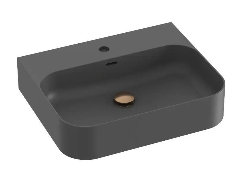 Ravak Ceramic - Waschbecken 55x45 cm, mit Überlauf, Hahnloch, Anthrazit XJX03155005