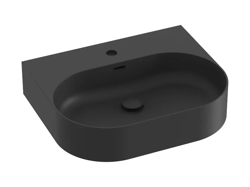 Ravak Ceramic - Waschbecken 55x45 cm, mit Überlauf, Hahnloch, mattschwarz XJX0D155003