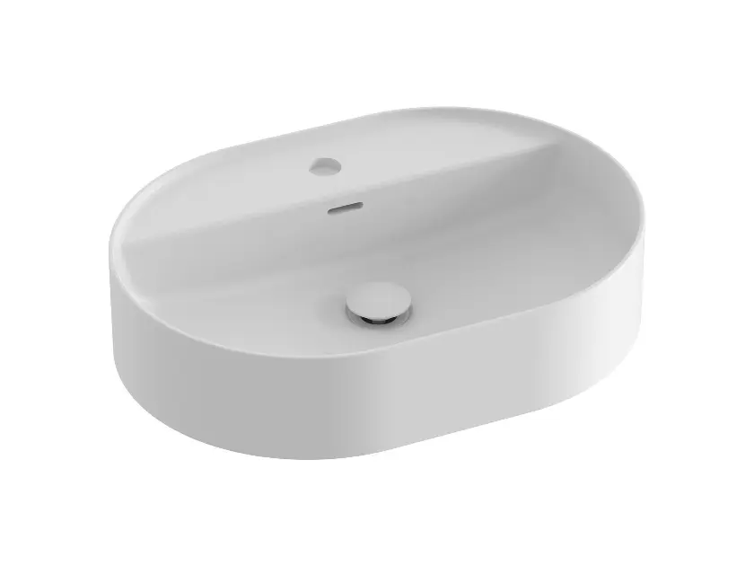 Ravak Ceramic - Aufsatzwaschbecken 55x40 cm, mit Überlauf, Hahnloch, mattweiß XJX0E155001