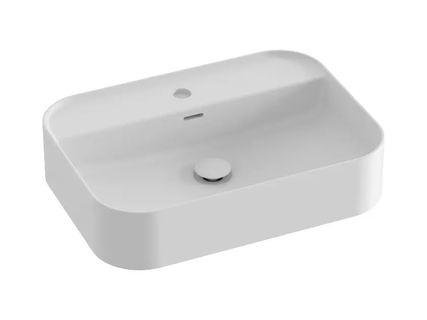 Ravak Ceramic - Aufsatzwaschbecken 55x40 cm, mit Überlauf, Hahnloch, mattweiß XJX0E155005