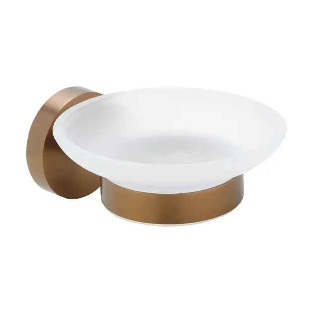Sapho X-Round - Zeepbakje Copper, melkglazen, mat koper XR803PG
