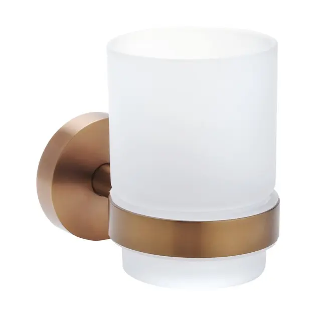 Levně Sapho X-Round - Držák kartáčků a past Copper, mléčné sklo/matná měď XR903PG
