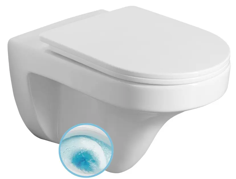 Aqualine Denica - Závěsné WC, Vortex Rimless, bílá PS8512