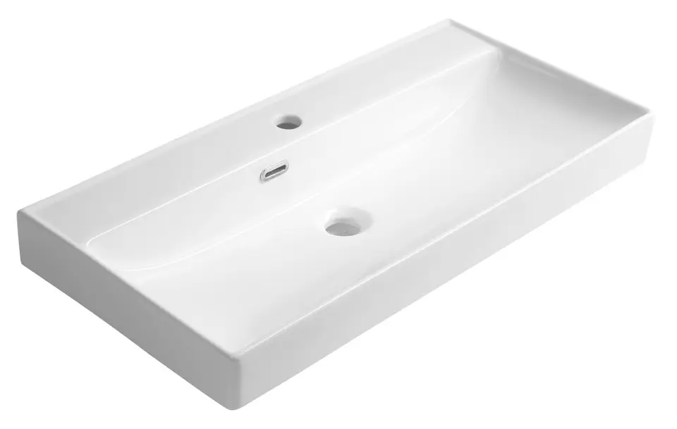 Levně Aqualine Parla - Umyvadlo 80x38 cm, s přepadem, otvor pro baterii, bílá 9980