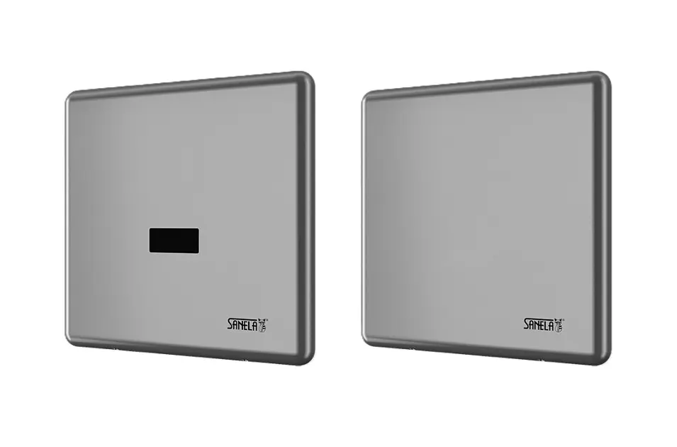 Levně Sanela - Automatický skupinový splachovač pisoárů, s elektronikou ALS, 24 V DC, Bluetooth, matný nerez SLP 05KX