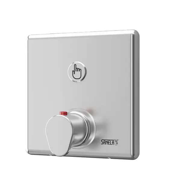 Sanela - Ovládanie spŕch piezo tlačidlom, s termostatom, 6 V, nerezová SLS 02PTAB