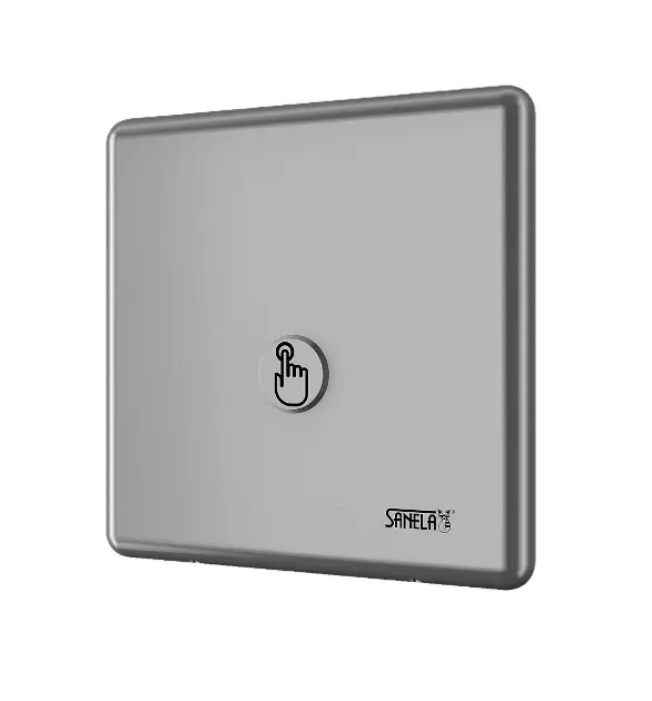 Sanela - Automatický splachovač WC s piezo tlačidlom, 6 V, matná nerezová SLW 01PBX