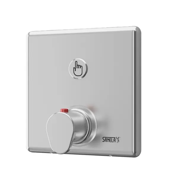 Sanela - Sprchová armatúra s piezo tlačidlom, s termostatom, nerezová SLZA 20PTA