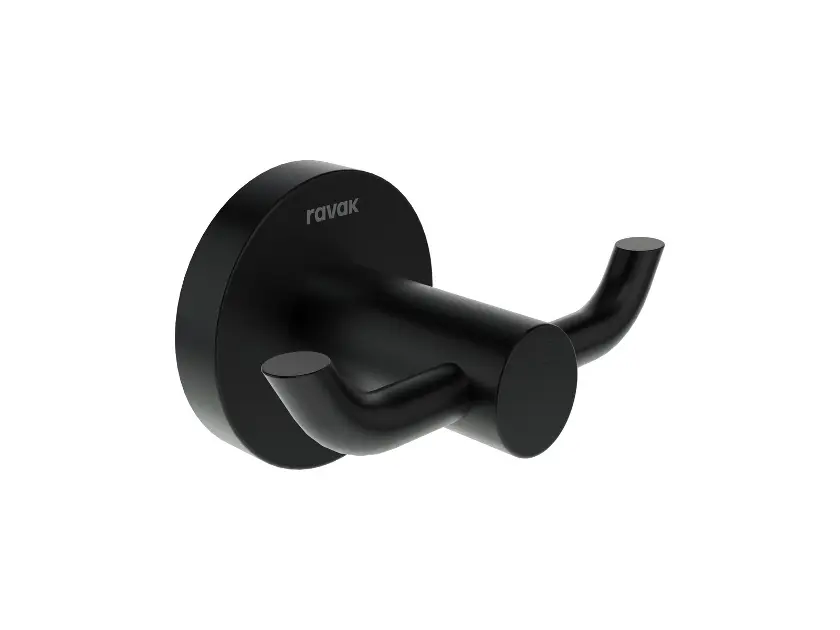 Ravak Kona - Cuier cu 2 cârlige, negru mat X07P1300