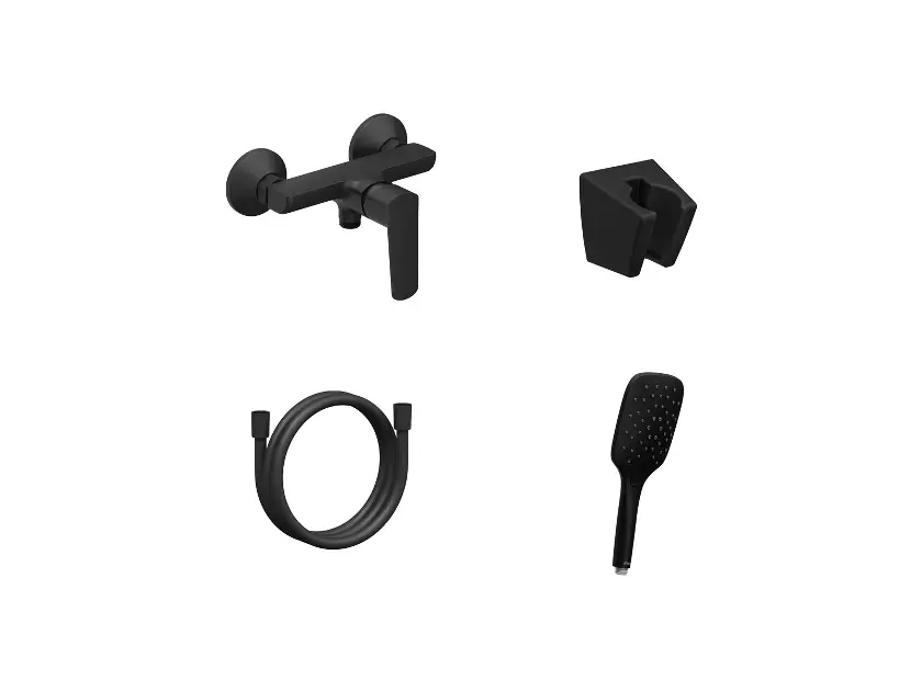 Ravak Life - Zuhanycsaptelep tartozékokkal, matt fekete X07S112