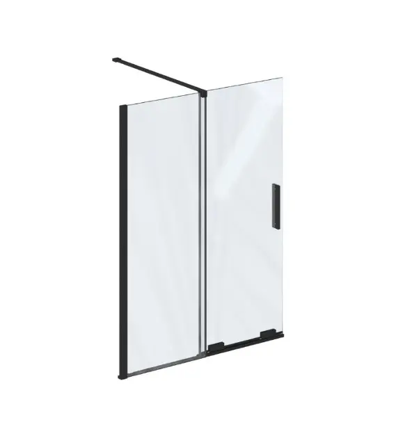 Ravak Roll - Mampara para bañera de 100x150 cm, cristal negro/transparente X786A0300Z1