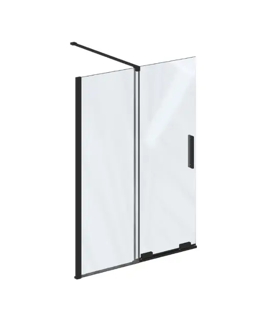 Ravak Roll - Mampara de bañera de 110 x 150 cm, cristal negro/transparente X786D0300Z1