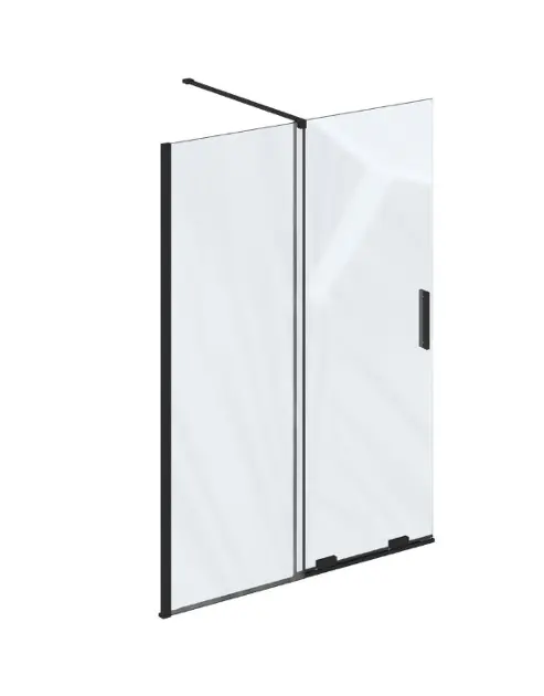 Ravak Roll - Mampara de ducha Walk-In de 110x195 cm, cristal negro/transparente X9WVD0300Z1