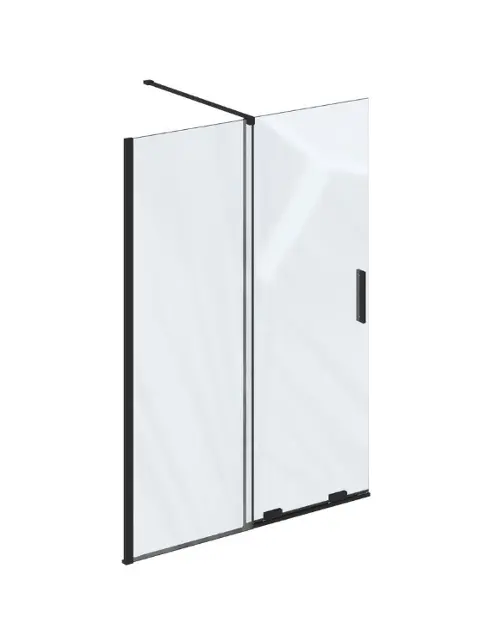 Ravak Roll - Mampara de ducha Walk-In de 120x195 cm, cristal negro/transparente X9WVG0300Z1
